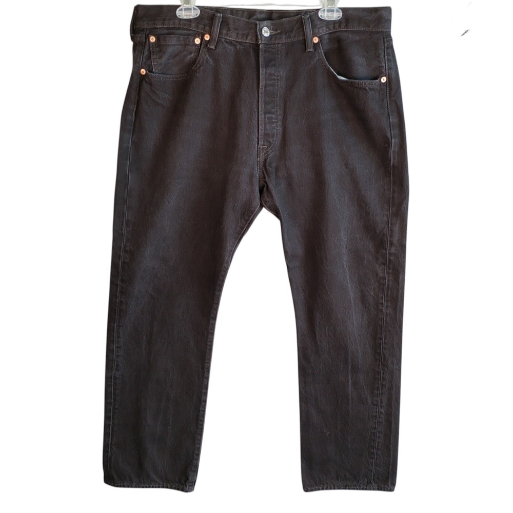 Levis 501 Jeans Mens 38x32 (Fits 38x30) Denim Straight Button Fly Black Charcoal